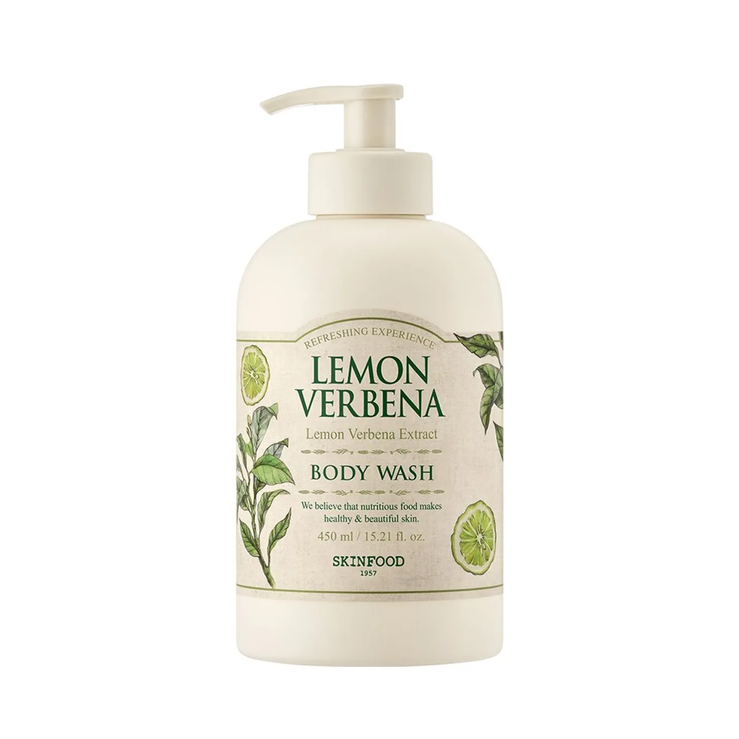 a1fc8329-f32f-4e2d-a3c6-f781023857a4 SKINFOOD Lemon Verbena Gel de Dus Revigorant cu Extract Natural - Curatare Delicata si Hidratare Intensa, 450 ml - imagine 1
