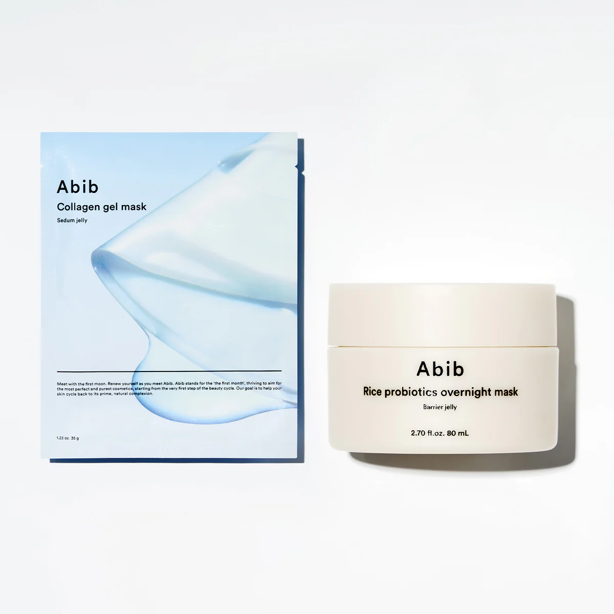 ABIB - SET DUO. COLLAGEN MASK + SLEEPING MASK ABIB Pack – Collagen Gel Mask Sedum Jelly + Rice Probiotics Overnight Mask Barrier Jelly - imagine 1